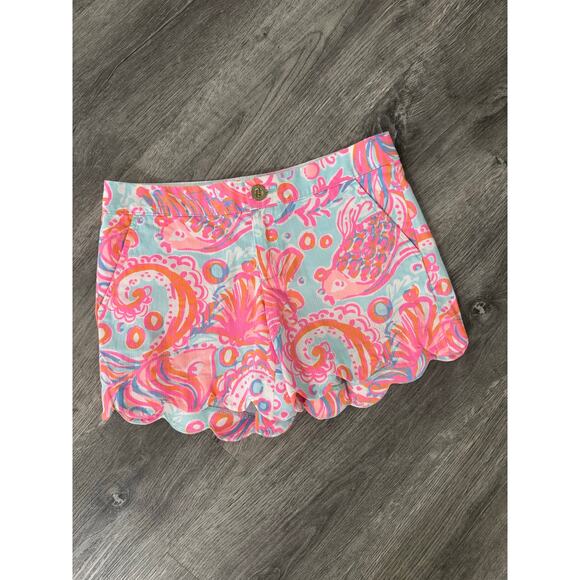Lilly Pulitzer The Buttercup Short "Too Much Bubbly" Pink Fish Print Size 00 - Picture 1 of 6
